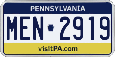 PA license plate MEN2919