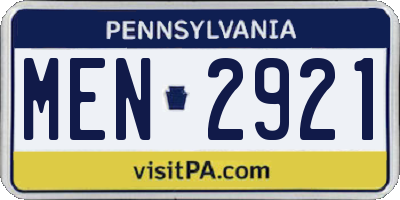 PA license plate MEN2921