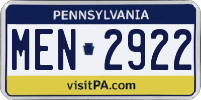 PA license plate MEN2922