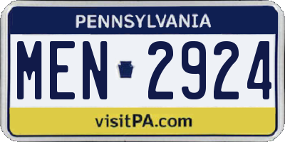 PA license plate MEN2924