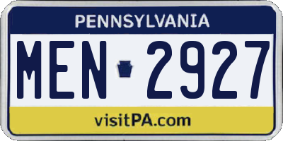 PA license plate MEN2927