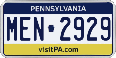 PA license plate MEN2929