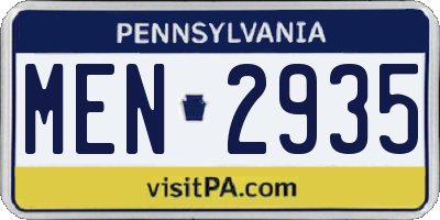 PA license plate MEN2935