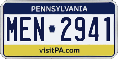 PA license plate MEN2941