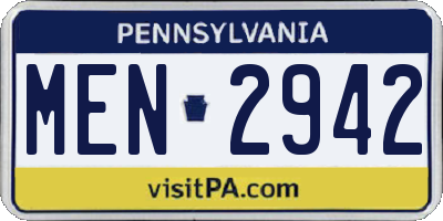 PA license plate MEN2942