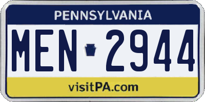 PA license plate MEN2944