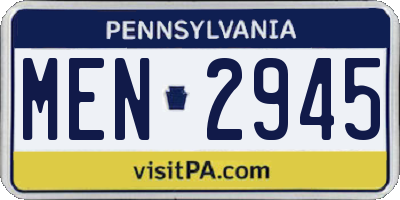 PA license plate MEN2945
