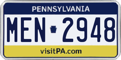 PA license plate MEN2948