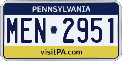 PA license plate MEN2951