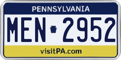 PA license plate MEN2952