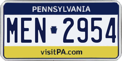 PA license plate MEN2954