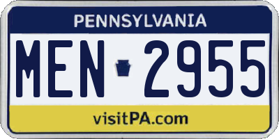 PA license plate MEN2955