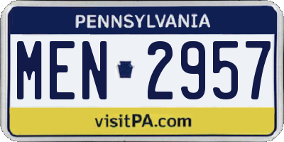 PA license plate MEN2957