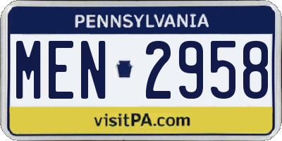 PA license plate MEN2958