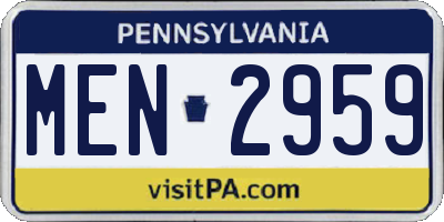 PA license plate MEN2959
