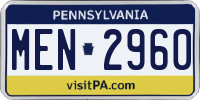 PA license plate MEN2960