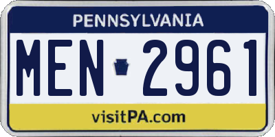 PA license plate MEN2961