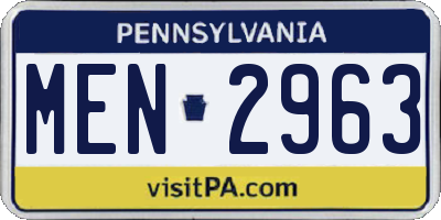PA license plate MEN2963