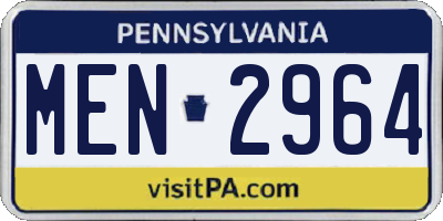PA license plate MEN2964
