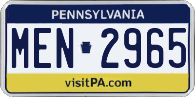 PA license plate MEN2965