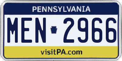 PA license plate MEN2966