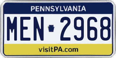 PA license plate MEN2968