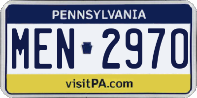 PA license plate MEN2970