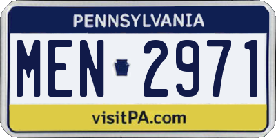 PA license plate MEN2971
