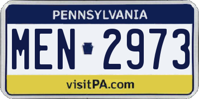 PA license plate MEN2973