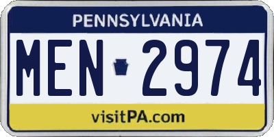 PA license plate MEN2974