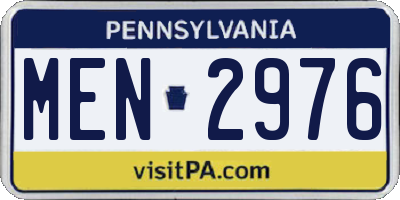 PA license plate MEN2976