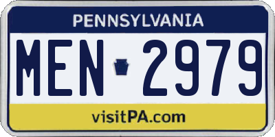 PA license plate MEN2979