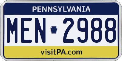 PA license plate MEN2988