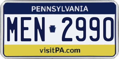 PA license plate MEN2990