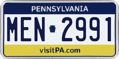 PA license plate MEN2991