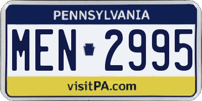 PA license plate MEN2995
