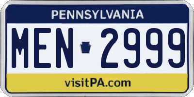 PA license plate MEN2999