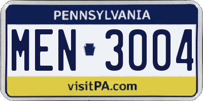 PA license plate MEN3004