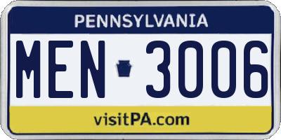 PA license plate MEN3006