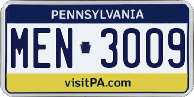 PA license plate MEN3009