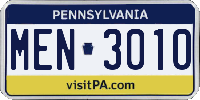 PA license plate MEN3010
