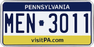PA license plate MEN3011