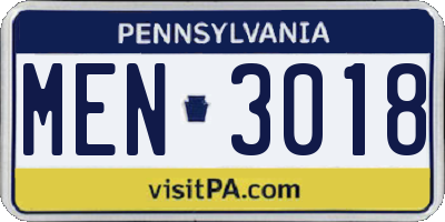 PA license plate MEN3018