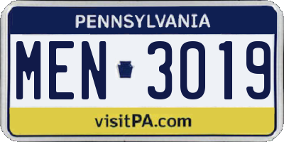 PA license plate MEN3019