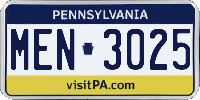 PA license plate MEN3025
