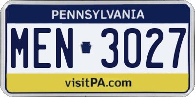 PA license plate MEN3027