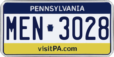 PA license plate MEN3028