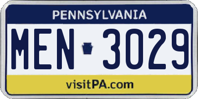 PA license plate MEN3029