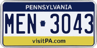 PA license plate MEN3043