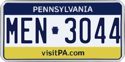PA license plate MEN3044